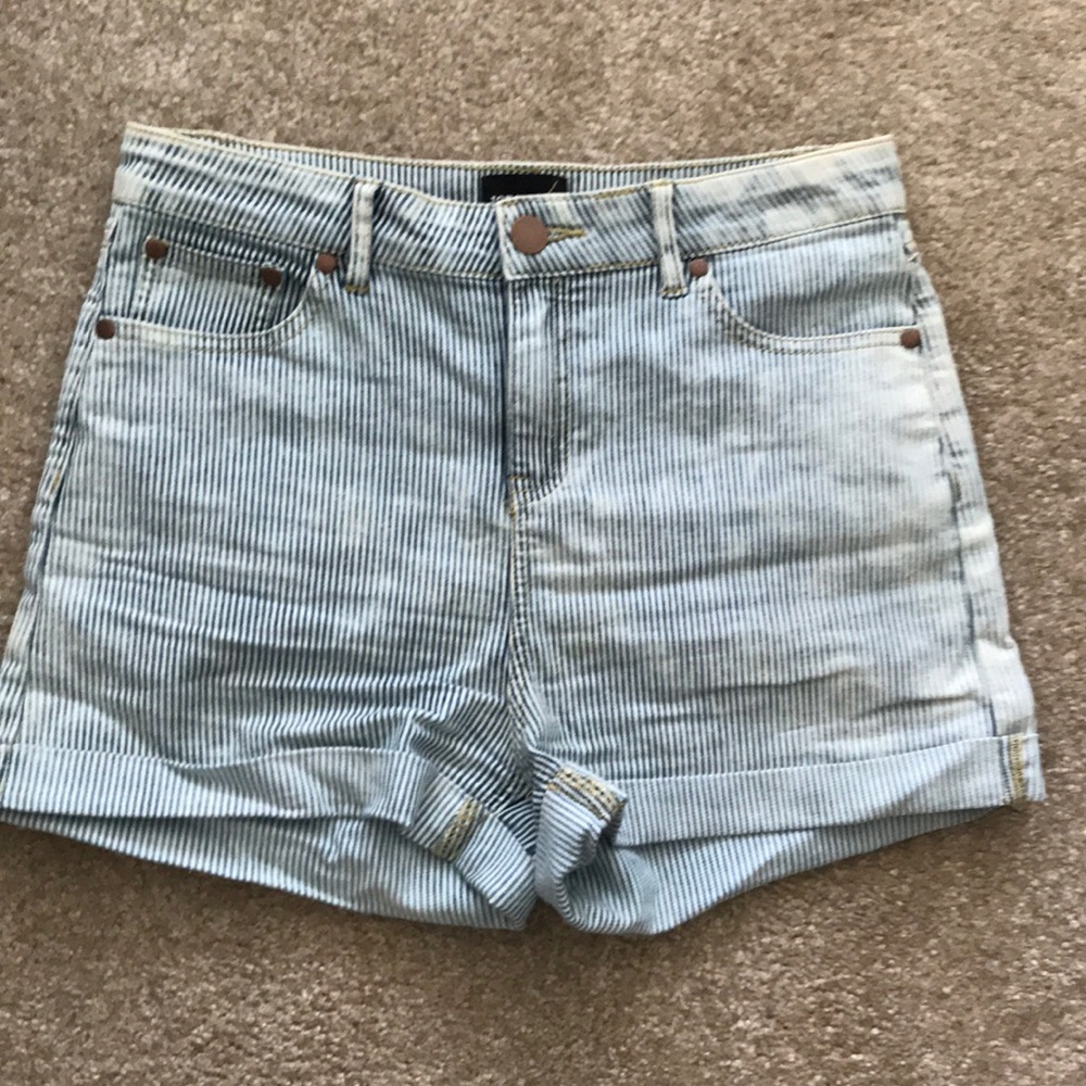 Joe Boxer High Waisted Striped Jean Shorts